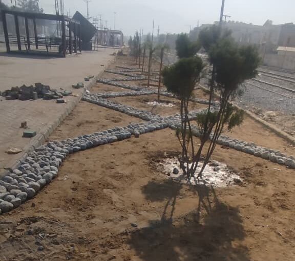 Qutta Airport Lanscape project system installed on pop-up and drip irrigation across the road side